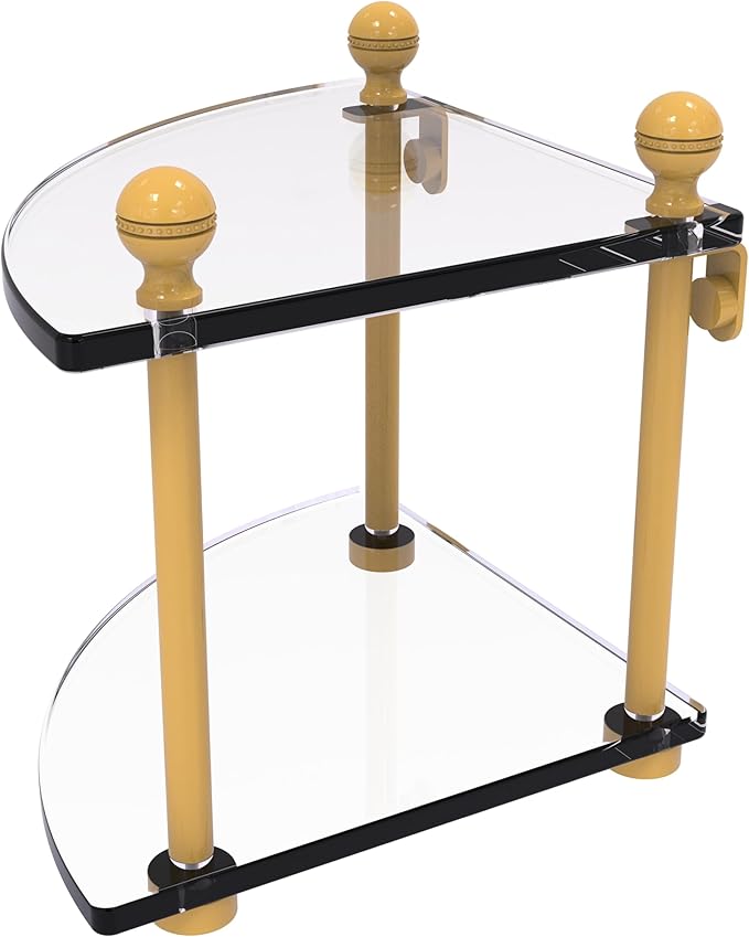 Allied Brass MA-3-SGL Mambo Collection 2 Tier Corner Glass Shelf, Spanish Gold