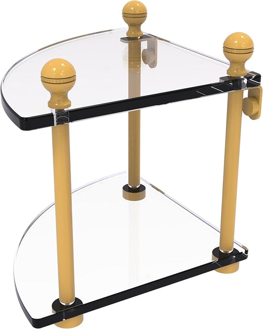 Allied Brass MA-3-SGL Mambo Collection 2 Tier Corner Glass Shelf, Spanish Gold