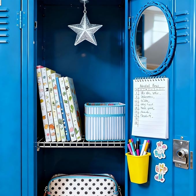 ARTLYMERS Magnetic Locker Mirror, Real Glass Small Mirrors for Lockers with Magnetic Backing, School Locker, Bathroom, Household Refrigerator, Locker Accessory or Office Cabinet (Blue)