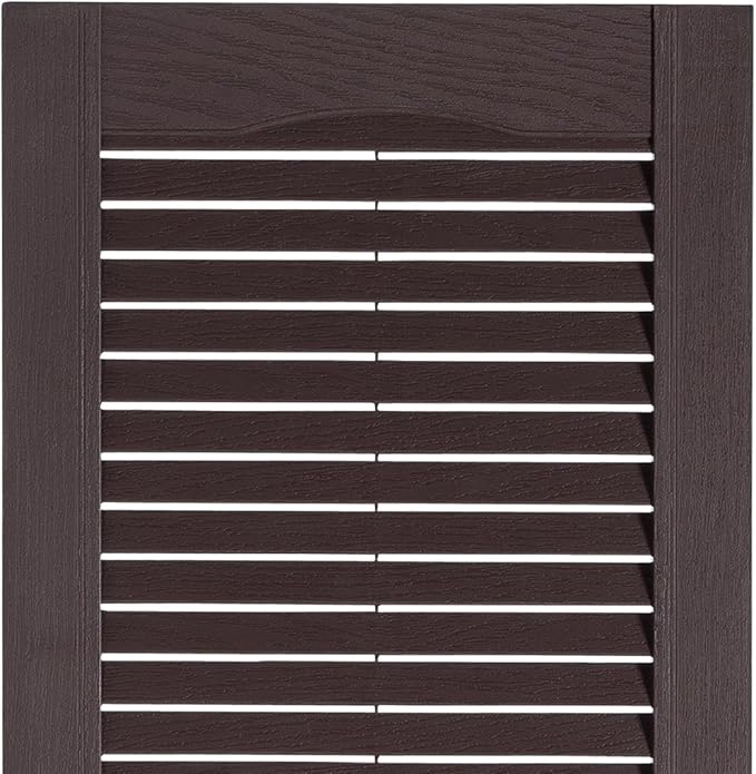 Exterior Solutions Standard Louver Exterior Vinyl Window Shutters, Sienna Brown (Pair), 15 Inch x 35 Inch