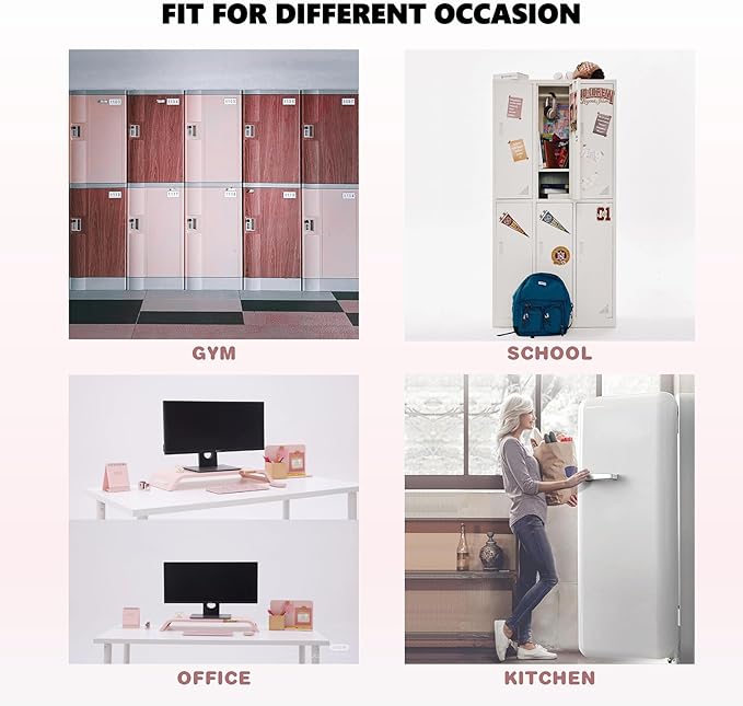 Magnetic Locker Mirror with Fully Magnetic Back, 9.45" x 5.51" Small Real Glass Super Clear Reflection Mirror with Storage Pocket for School Locker Refrigerator Office Cabinet -Pink, 2 Pcs
