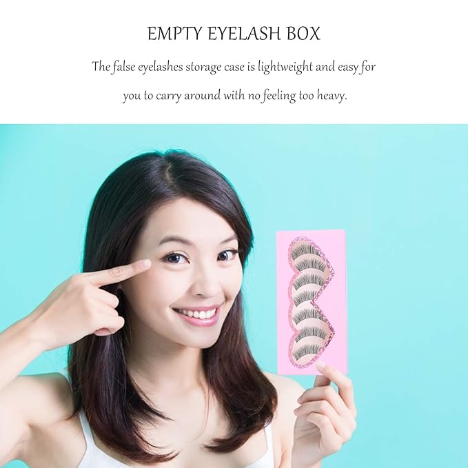 Beavorty 10pcs Heart-shaped Empty Eyelash Cases Portable Paper Storage Boxes for False Eyelashes Lightweight and Protective Organizer for Travel and Daily Use
