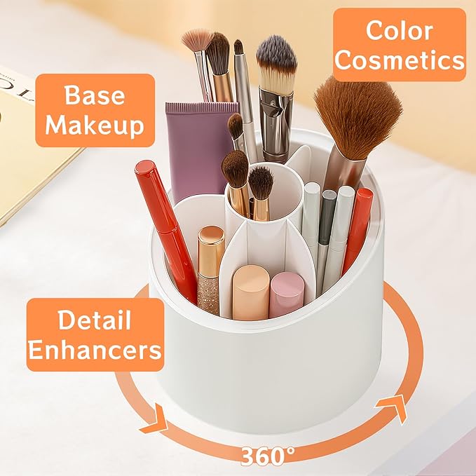 360?? Rotate Makeup Brush Holder Organizer, Makeup Organizers Countertop, Dustproof Beauty Brushes Storage Makeup organization and Skincare Storage for Vanity, Desktop, Bathroom