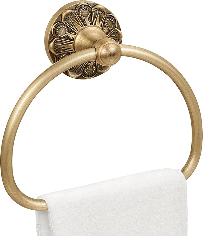 Brass Towel Holder Ring, Antique Brass Bathroom Hand Towel Ring, Vintage Wall Mounted Towel Rack Hanger Home Half Round Bathroom Hardware Accessory