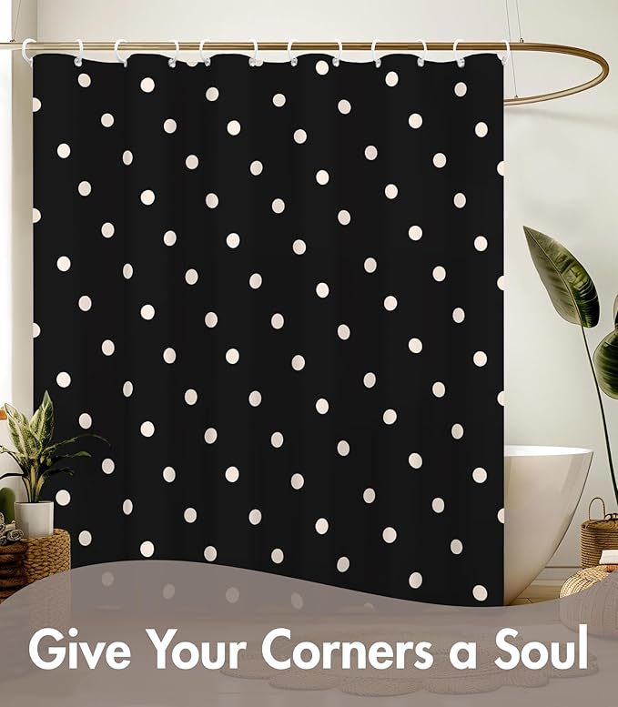 MAMUSE Shower Curtain for Bathroom - Cute Aesthetic Decorative Modern Girly Unique Girls Design Pretty Women Waterproof Fabric Cloth Cortinas de Baño Bathtub 72 x 72 Inch, Ploka Dots
