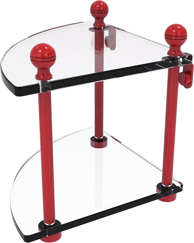 Allied Brass MA-3-FER Mambo Collection 2 Tier Corner Glass Shelf, Fire Engine Red