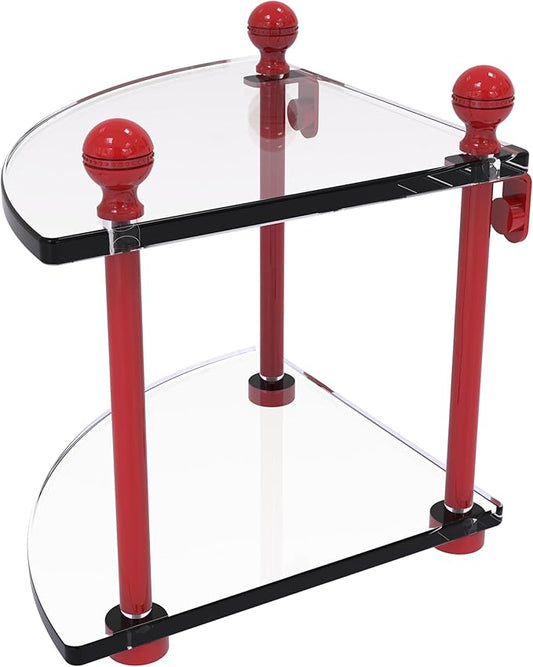 Allied Brass MA-3-FER Mambo Collection 2 Tier Corner Glass Shelf, Fire Engine Red