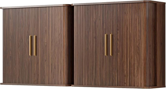 Furnaza 60" W Laundry Room Wall Cabinet with Fluted Sliding Door, Bathroom Medicine Cabinet with Adjustable Shelf, Wall Mounted Storage Cabinet for Laundry Room Kitchen