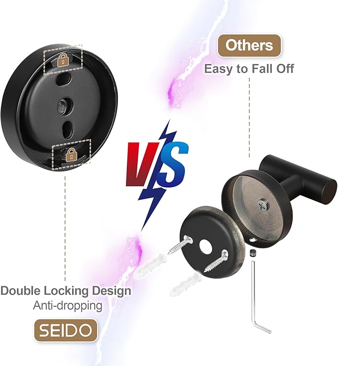 SEIDO Towel Holder with 21.4" Hanging Length, 304 Stainless Steel Black Towel Bar for Bathroom Wall, One-Piece Towel Racks for Bathroom Without Assembly, 24 Inch, Matte Black