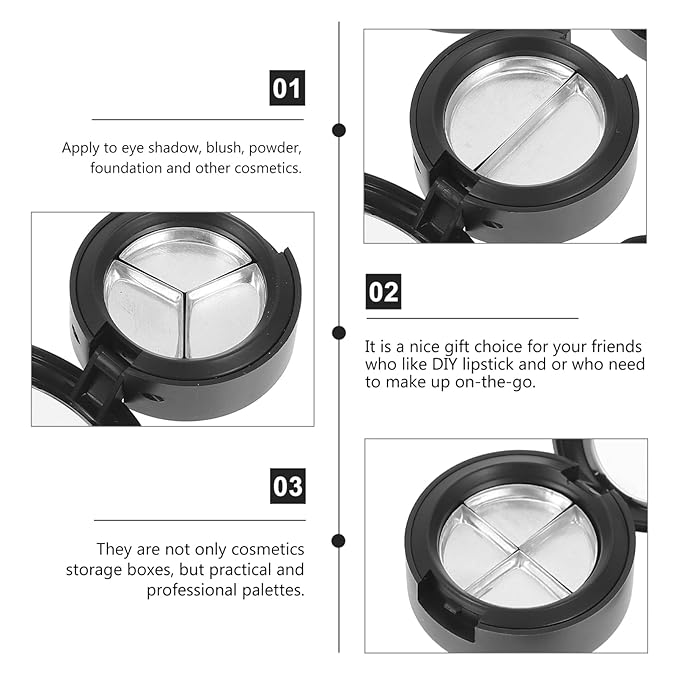 Beaupretty 20 pcs Practical Sample Travel Girls Diy Lipstick Plates Sub Pigment Eyeshadow Storage Case Balms for Black Containers Eye Women Cases Cosmetics Grid Lip Shadow Organizers