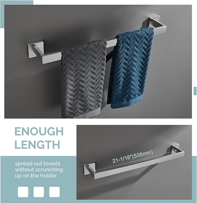 Bath Towel Bar 23.74", Angle Simple SUS304 Stainless Steel Bathroom Towel Holder, Shower Towel Rod, Single Towel Hanger Bar, Clothing Towel Rack for Wall, Brushed Nickel