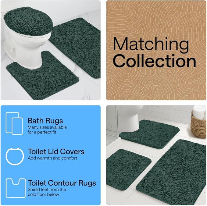 GORILLA GRIP Bath Rug Mat 60x24, Thick Soft Absorbent Chenille, Quick Dry Microfiber Mats, Rubber Backing Washable Shower Floor Rugs, Bathmat Runner, US Designed Bathroom Home Decor Accessories Hunter