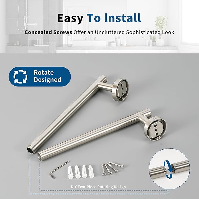 Brushed Nickel Towel Bar, 30 Inch Towel Racks for Bathroom Wall Mounted, Thicken SUS304 Stainless Steel Heavy Duty Hand Towel Holder Organizer, Bathroom Accessories, Total Length 32.5 Inch