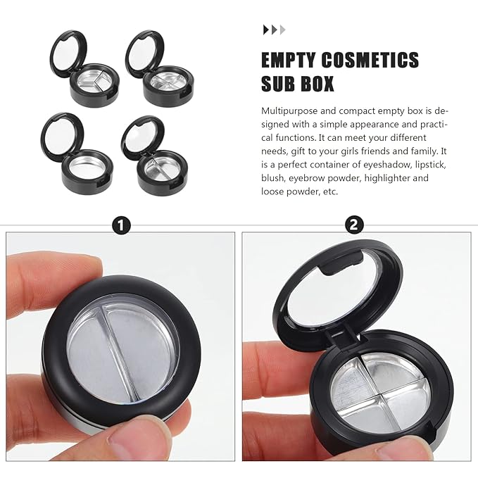 Beaupretty 20 pcs Practical Sample Travel Girls Diy Lipstick Plates Sub Pigment Eyeshadow Storage Case Balms for Black Containers Eye Women Cases Cosmetics Grid Lip Shadow Organizers