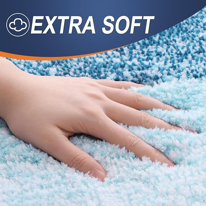 OLANLY Bathroom Runner Rugs 59x24, Extra Soft Absorbent Microfiber Bath Rugs, Rubber Backing, Quick Dry, Washable Bath Mats for Bathroom Floor, Tub and Shower, Home Decor Accessories, Peacock Blue