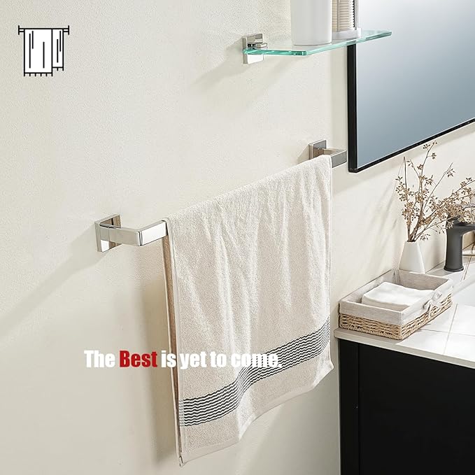 JQK Polished Towel Bar, Rounded Edges 29.41 Inch Towel Rack, 304 Stainless Steel Bathroom Wall Mount, Useable Length 27 Inch, TB250L27-CH