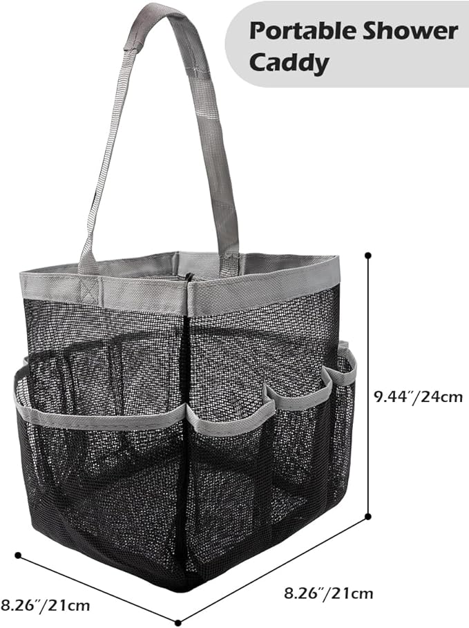 Mesh Shower Caddy Bathroom Portable College Dorm Essentials for Girls Guys Shower Tote Beach Camp Travel Hanging Toiletry Bag Grey