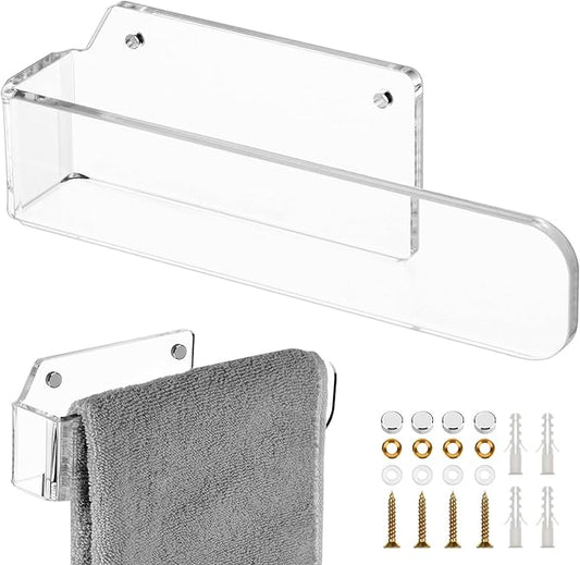 Cosmos Acrylic Hand Towel Holder Hand Towel Ring Self Adhesive and Wall Mounted Modern Hand Towel Bar Towel Hanger for Bathroom Kitchen Lavatory (Transparent Clear)