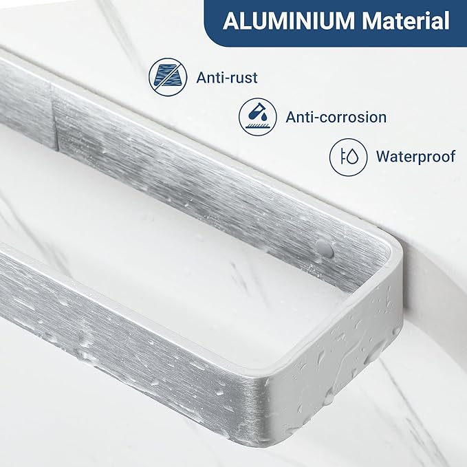 SAYAYO Brushed Nickel Hand Towel Holder for Bathroom Wall, 8 Inch Self Adhesive Towel Bar Hand Towel Rack Square Heavy Duty