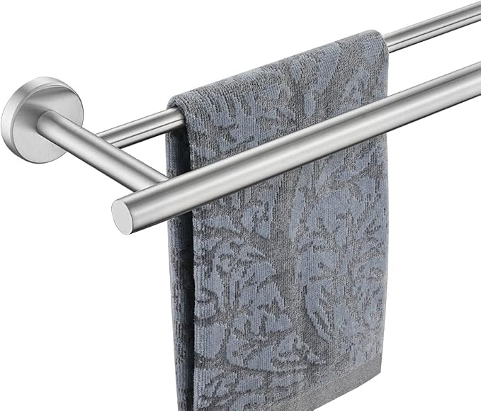 JQK Double Bath Towel Bar, 33 Inch 304 Stainless Steel Thicken 0.8mm Towel Rack for Bathroom, Towel Holder Brushed Finished Wall Mount, Useable Length 30 Inch, TB100L30-BN