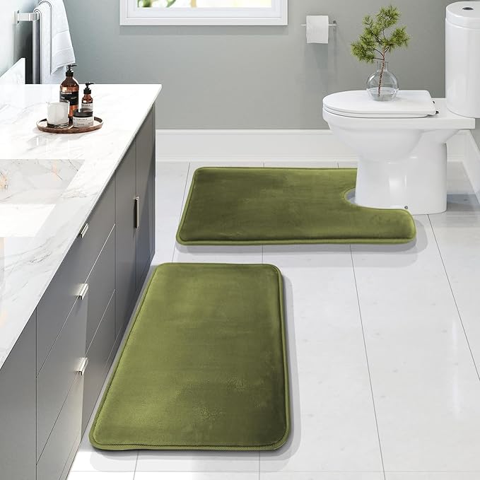 Clara Clark Bathroom Rugs, Velvet Memory Foam Bath Mat, Non-Slip Bath Rugs, Machine Wash, Dries Quickly, Ultra Soft Plush Bath Mats for Bathroom,