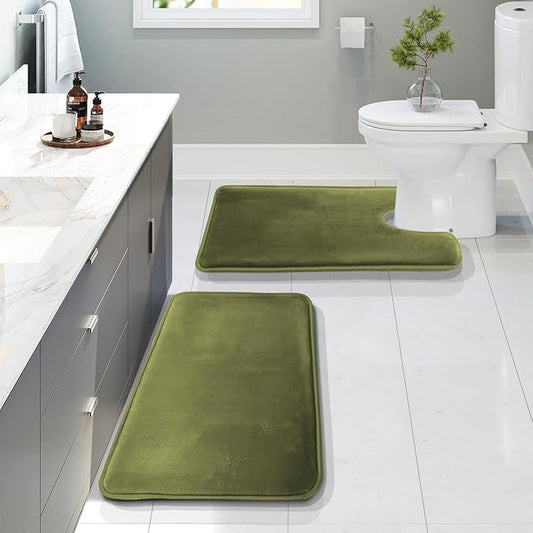 Clara Clark Bathroom Rugs, Velvet Memory Foam Bath Mat, Non-Slip Bath Rugs, Machine Wash, Dries Quickly, Ultra Soft Plush Bath Mats for Bathroom,