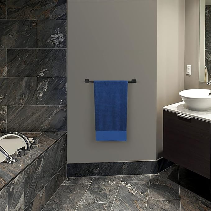 Matte Black Single Towel Bar Rack, 32 Inches Stainless Steel Towel Rod-Square Base, Wall Mounted Towel Holder for Bathroom
