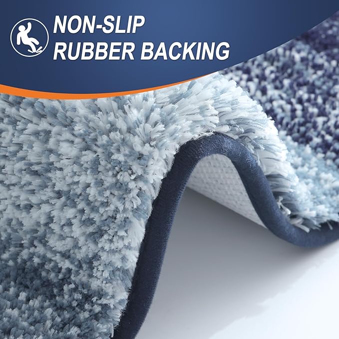 OLANLY Bathroom Rugs Mat 59x20, Extra Soft Absorbent Microfiber Bath Rugs, Rubber Backing, Quick Dry, Machine Washable Bath Mats for Bathroom Floor, Tub and Shower, Home Decor Accessories, Airy Blue