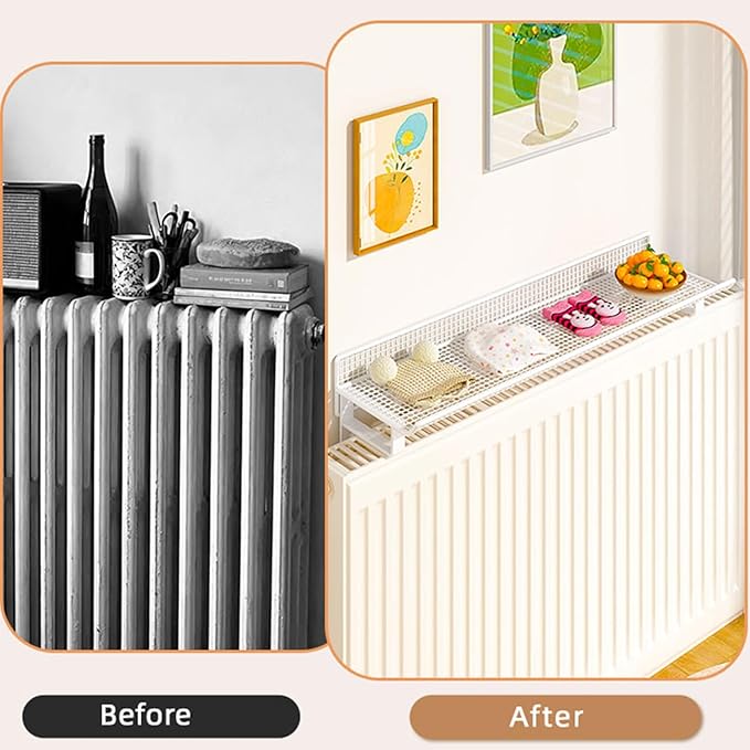 Radiator Shelf No-Punch Installation Storage Space with Side Rails for Office, Hallway, Living Room, Kitchen, Bedroom, Bathroom(A,19.69 in/50cm)