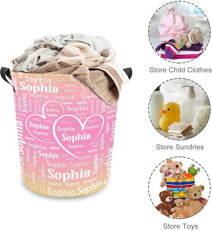 Personalized Laundry Baskets,Custom Name Gifts,Colorful Laundry Hamper for Kids Baby Adults,Collapsible Clothes Storage Organizer,One Size