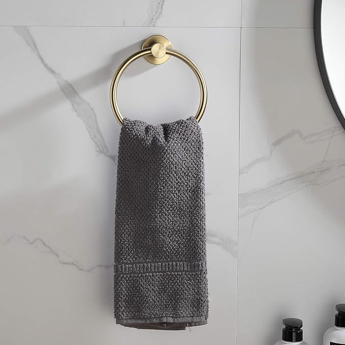 BGL Towel Ring Brushed Gold Stainless Steel 304 Towel Ring Wall Mount Bathroom Towel Holder Round Towel Hanger