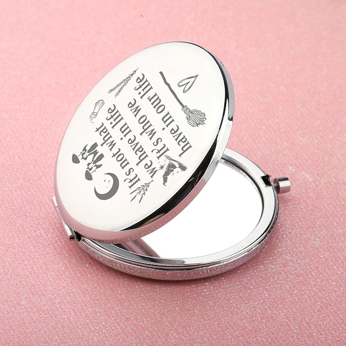 WUSUANED Witch Sister Makeup Mirror Practical Movie Inspired Mirrorr TV Show Fan Gift Magic Witch Gift Witchy Fans Gifts (Witch Sister Mirror Steel)