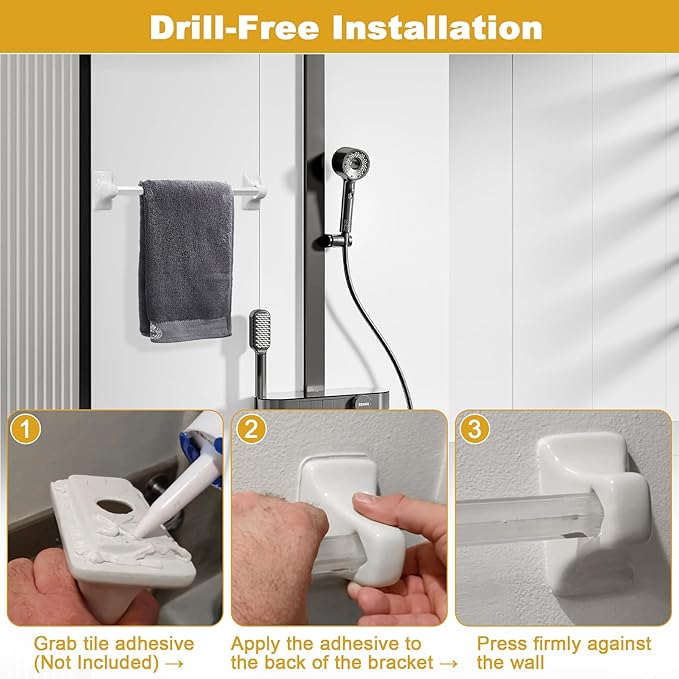 2 Packs White Ceramic Porcelain Towel Bar Brackets - Vintage Retro Mid Century Modern Wall/Tile Mount Flat Back Towel Rack Post Holder Set for Bathroom Kitchen Accessories | Rod Not Included