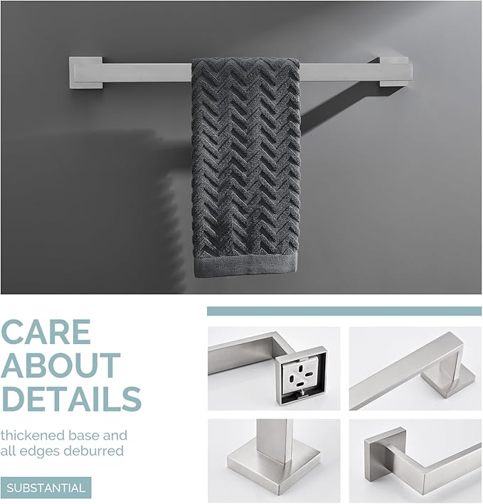 Bath Towel Bar 23.74", Angle Simple SUS304 Stainless Steel Bathroom Towel Holder, Shower Towel Rod, Single Towel Hanger Bar, Clothing Towel Rack for Wall, Brushed Nickel