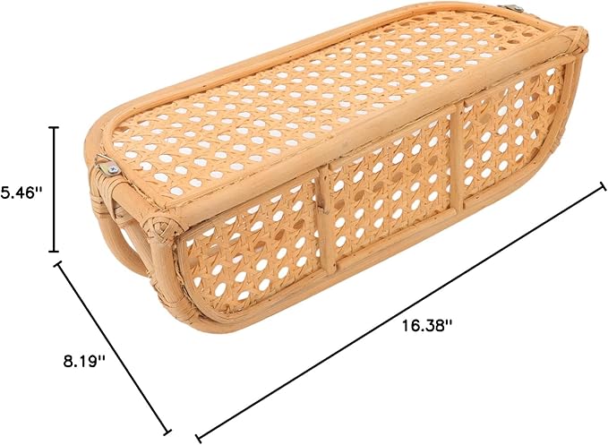 Keenso Rattan Wall Shelf Durable Handmade Hanging Shelf for Bathroom Kitchen Living Room Storage
