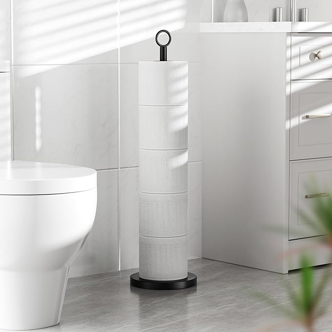 Toilet Paper Holder Stand(with Reserve Function), Free-Standing Spare Rolls Storage Holder, Stainless Steel