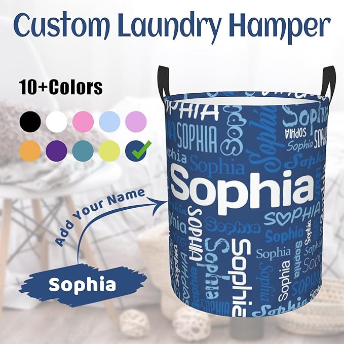 Personalized Laundry Hamper with name, Customizable Name Laundry Basket, Custom Laundry Hamper with Name, Customized clothes hampers with Handles Gifts for Men Women