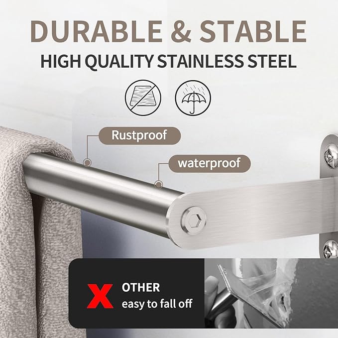 JUYSON 30 Inch Bathroom Towel Bar, Towel Racks for Bathroom Wall Mounted, Stainless Steel Heavy Duty Modern Single Towel Bar Holder Towel Rod Wall Mounted(Single Bar-Brushed Nickel, 30 in)
