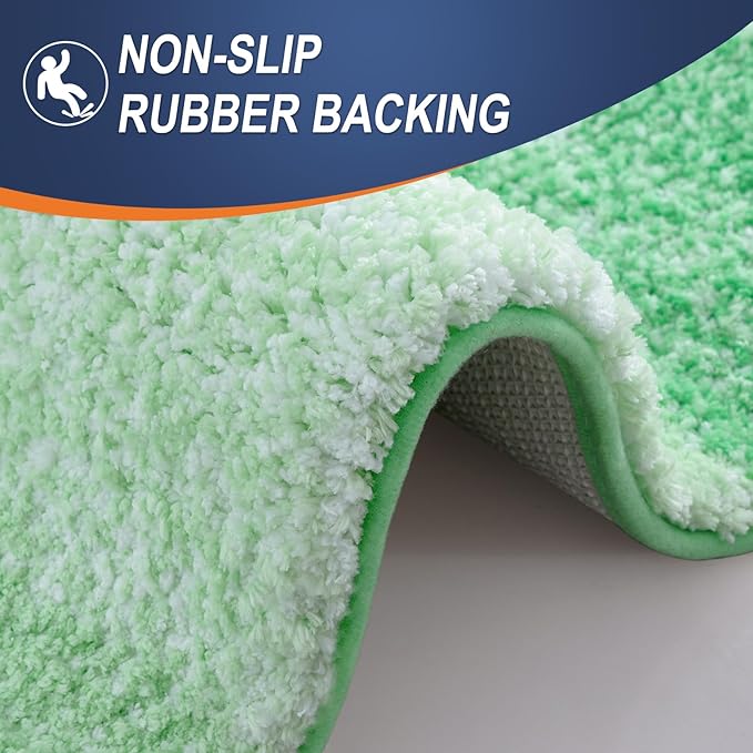 OLANLY Bathroom Rug Set 2 Piece, Soft Absorbent Microfiber Bath Rug Set, Non-Slip, Machine Wash Dry, Plush Shaggy Bath Mats for Bathroom (30"x20"+24"x16", Green)