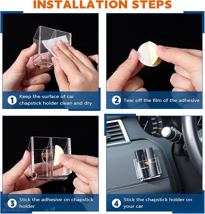 Design Wish Acrylic Chapstick Holder for Car & Home Storage - Upright Lip Balm Holder for Lipstick, Lip Gloss & Toothbrush (Set of 2)