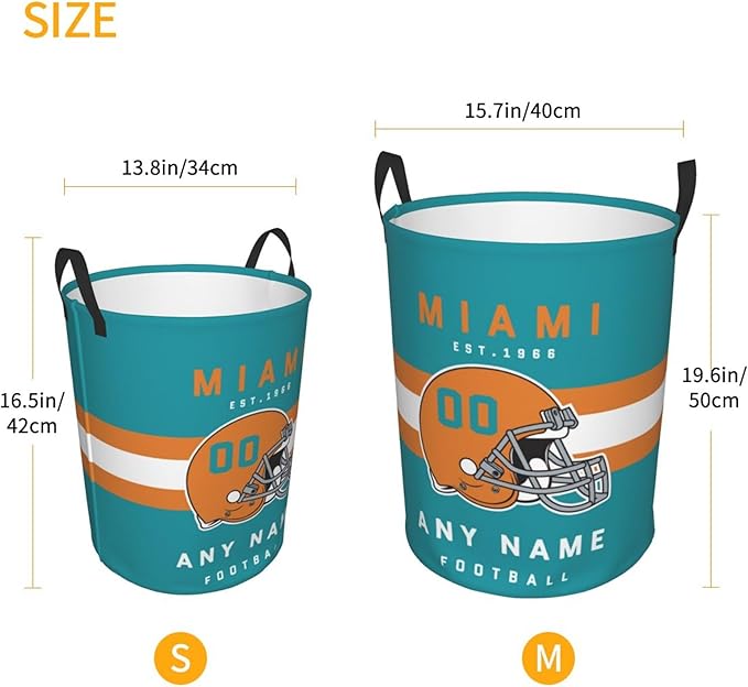 Custom Laundry Hamper - Personalized Football Style Laundry Basket - Customized Name and Number - Dirty Clothes Hamper Waterproof Large Capacity Hamper for Bedroom Bathroom Living Room