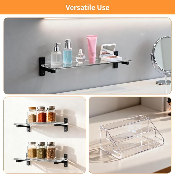 4 Pcs Medicine Cabinet Replacement Shelves, 13''L x 3''W Acrylic Medicine Cabinet Shelving Boards for Bathroom, Kitchen, Living Room