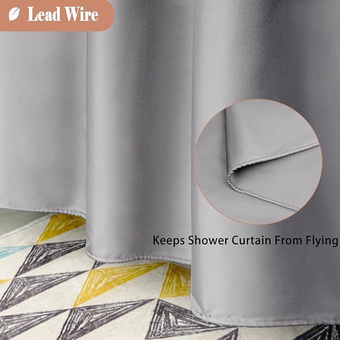 UFRIDAY Stall Shower Curtain Grey and White,48 x 78 Inch Fabric Shower Curtain with Window.Shower Curtain for Bathroom and Bathtubs,Machine Washable, Hotel Quality