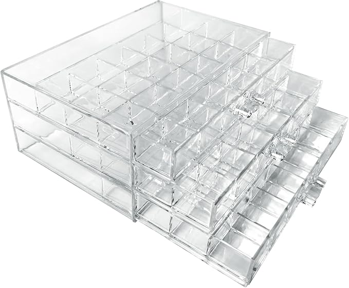 3 Tier 72 Lattice Nail Organizers and Storage Clear Acrylic Nail Jewellery Accessories Storage Case Holder Shelves Display Rack Stand for Painted Glue,Brushed Glue,Carving Glue Nail Table