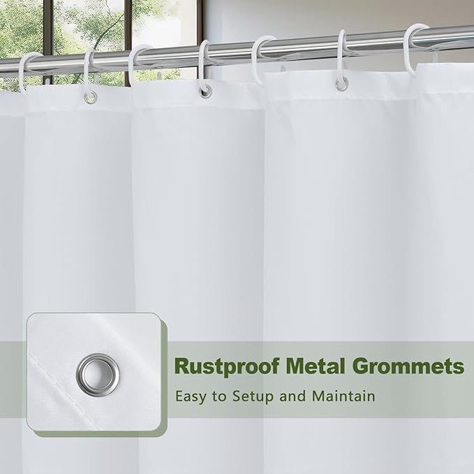 AooHome Fabric Shower Curtains, Cloth Ombre Green Shower Curtain Sets, Washable Fabric Green and White Shower Curtain, Rustic Farmhouse Bathroom Shower Curtains, 72x78 Inches
