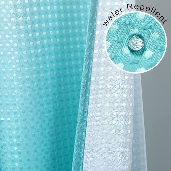 Mrs.Naturall Teal Shower Curtains for Bathoom,Mermaid Bathroom Decor,Water Resistant Fabric Beach Tropical Shower Curtain for Teen Girls,Set with Hooks,72 Inch,Turquoise and White