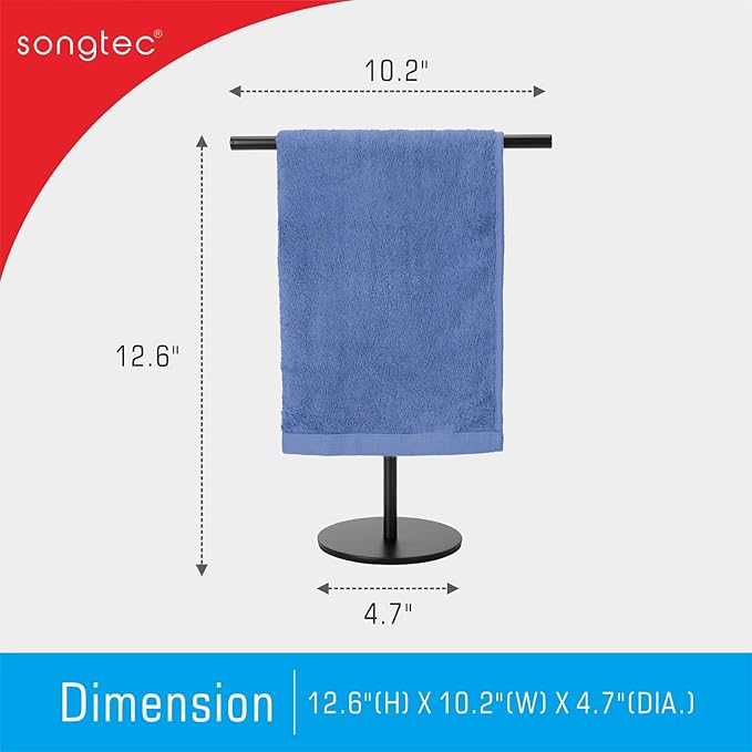 Songtec Hand Towel Holder Stand for Bathroom, Fingertip Towel Rack, Rust-Proof Accessories Jewelry Stand - Black
