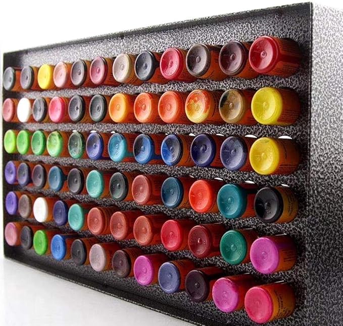 Zerone Elegant Black Pigment Rack, 78 Holes Wall Mounted Ink Organizer, Permanent Makeup Ink Display Holder