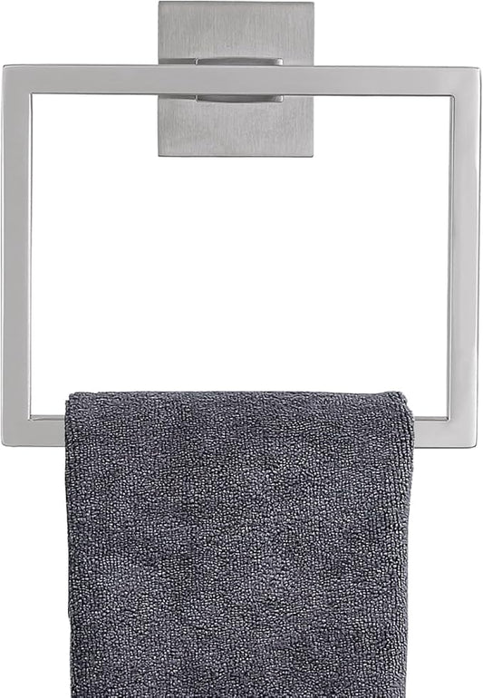 TNOMS Brushed Towel Ring Modern Square Hand Towel Bar,Towel Holder for Bathroom,Wall Mount Stainless Steel
