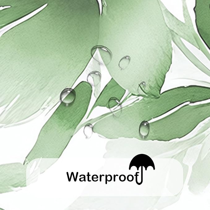 Floral Shower Curtain, Sage Green Watercolor Flower Shower Curtains for Bathroom, Modern Minimalist Waterproof Fabric Bath Curtain 72x72 Inch
